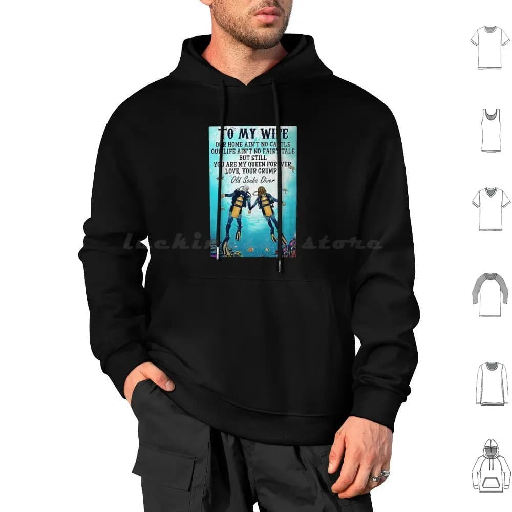 Scuba To My Wife Hoodie Long sleeve Scuba Diver Wife Scuba Diver Funny Scuba Diver Funny Snorkeling Ocean