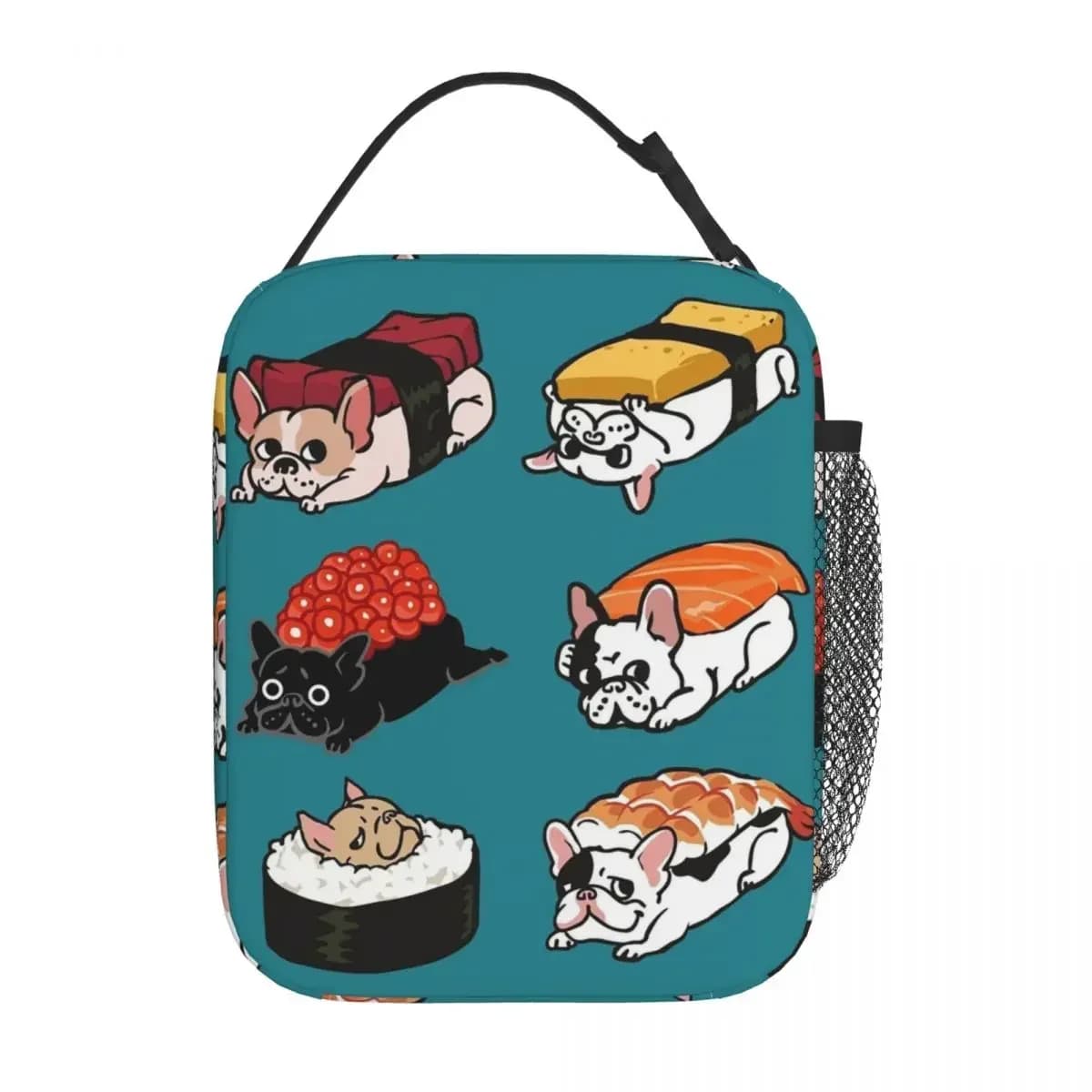 Borsa per il pranzo isolata per cani Sushi Frenchie Scatola per alimenti per bulldog francese Scatola per il pranzo termica a tenuta stagna