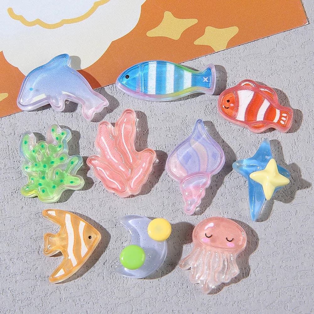 10 Pezzi di Charm a Forma di Conchiglia Marina Lucida per Decorazione Fai-da-Te di Sandali, Scarpe, Fermagli per Capelli, Accessori Estivi