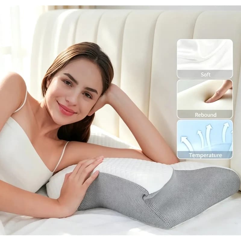 Soft Lightweight Ergonomic Cotton Support Pillow Comfort Sleeping Cushion for Side Back Stomach Sleepers
