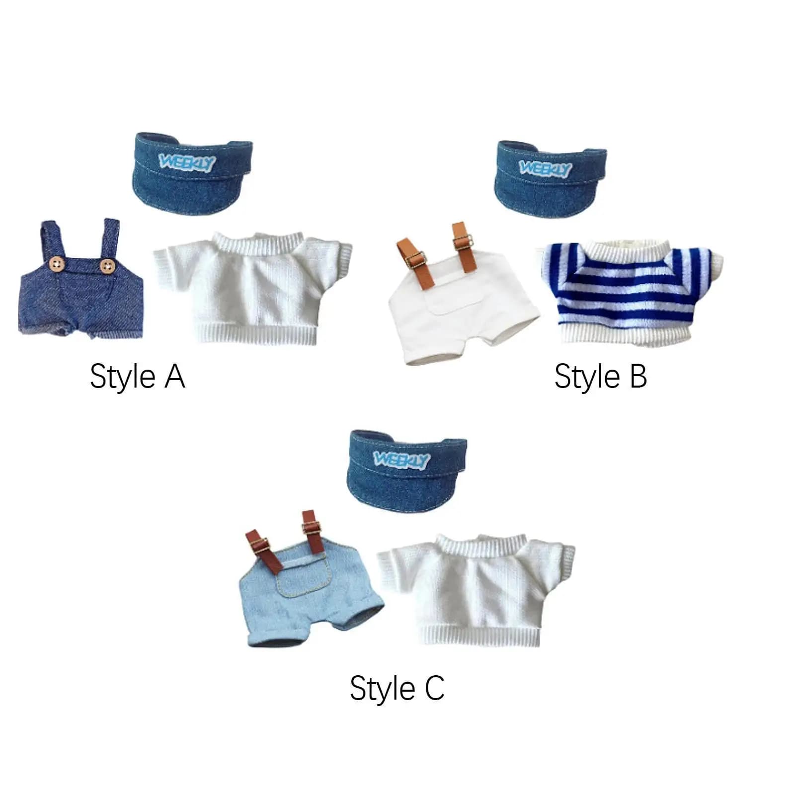Vestiti per bambole di peluche per bambole da 15 cm 17 cm Vestire oggetti di scena morbidi per foto fai da te Fai finta di giocare Regali per ragazze Vestiti per bambole per bambole con ciondolo per bambini