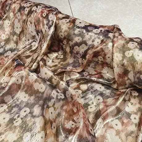 Comfortable Elegant Royal Shiny High Quality Silk Metallic Fabric Lurex Flowers for Lady Sleepwear Dress Pajama