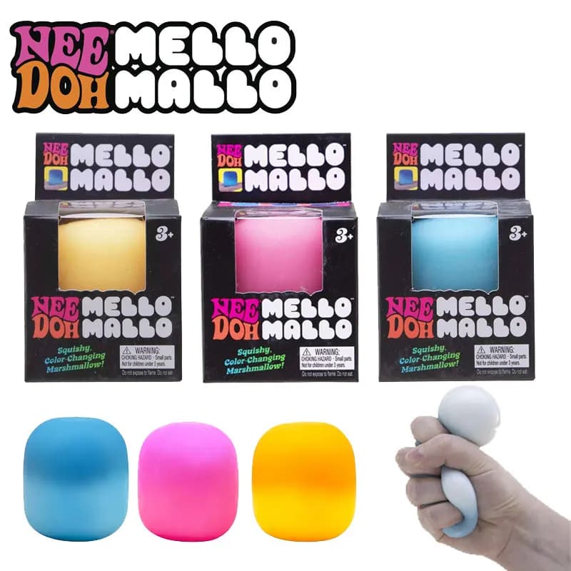 Needoh Mello Mallo Squishy Ball Marshmallow UV Reactive Sun Activated Color Shift Squeeze Toy Dough Filled Anxiety Relief Toy