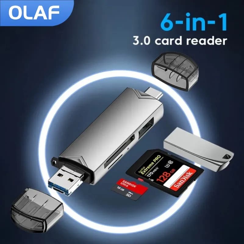 Type C Micro sd TF card Reader 6 In 1 Multifunction Usb 3.0 SD Card Reader for PC Laptop Phone U Disk Accessories Type C Adapter