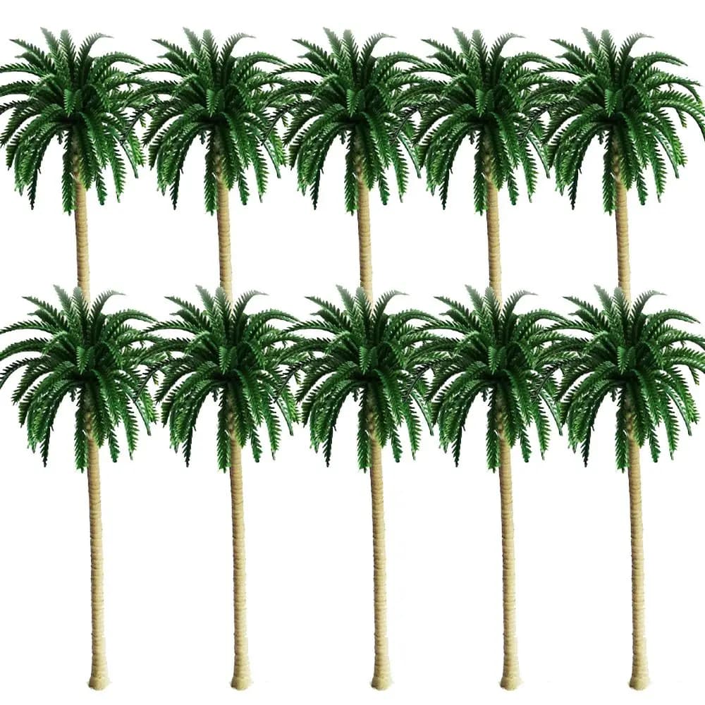 Micro Landscape Train Railroad Architecture Landscape Palm Tree Plastic Coconut Tree Transfiguration Artificial Rainforest