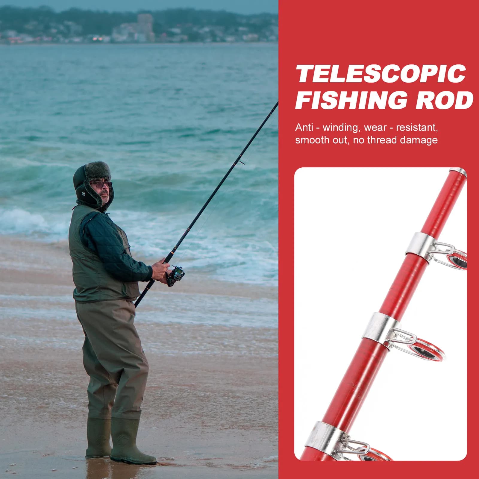Canna da Pesca Telescopica Mini Portatile in Carbonio, Leggera e Resistente, Strumento Ultra Corto per Pesca in Mare e Ghiaccio