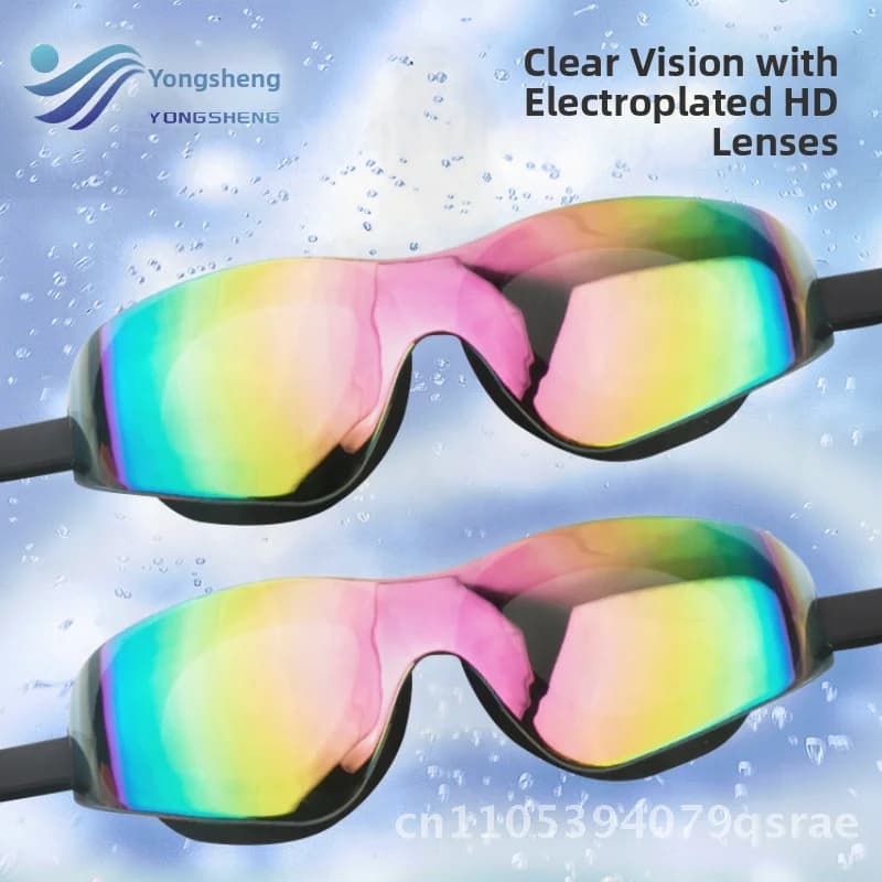 HD waterproof swimwear for adults, comfortable for women, silicone, with large frame, blue grey black eye protection