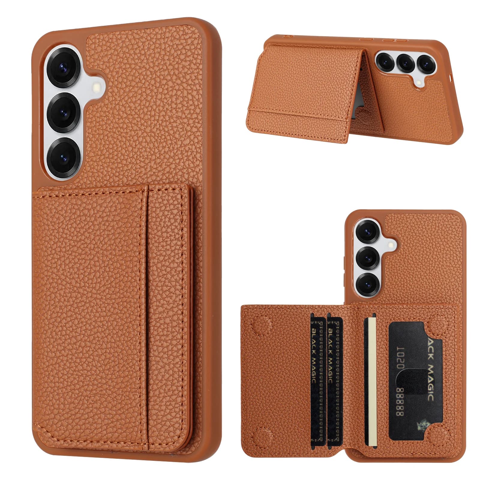 Magnetic Leather Phone Case for Samsung S25 Ultra S24 Plus S23 S22 A16 A26 A17 A07 with Support