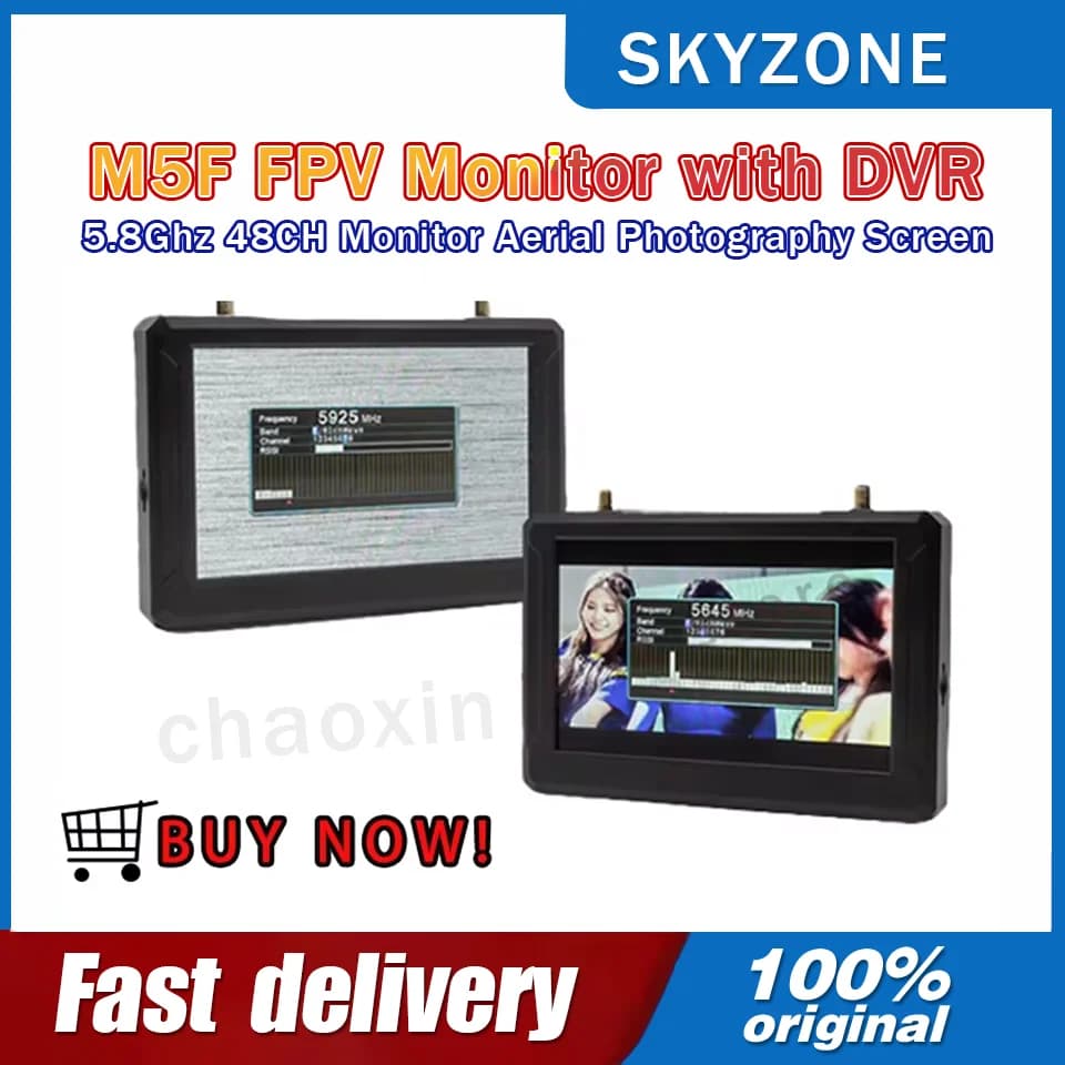 Monitor FPV SKYZONE M5 M5F 5.8Ghz 48CH for Air Photography with DVR Recording at Low Latitude and SD Card for drones