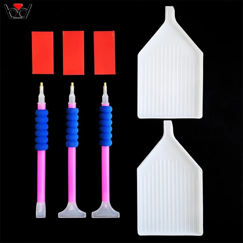 Diamante ricamo mosaico pinzette penna colla vassoio di plastica set kit di strumenti fai da te per la pittura diamante punto croce accessori per cucire