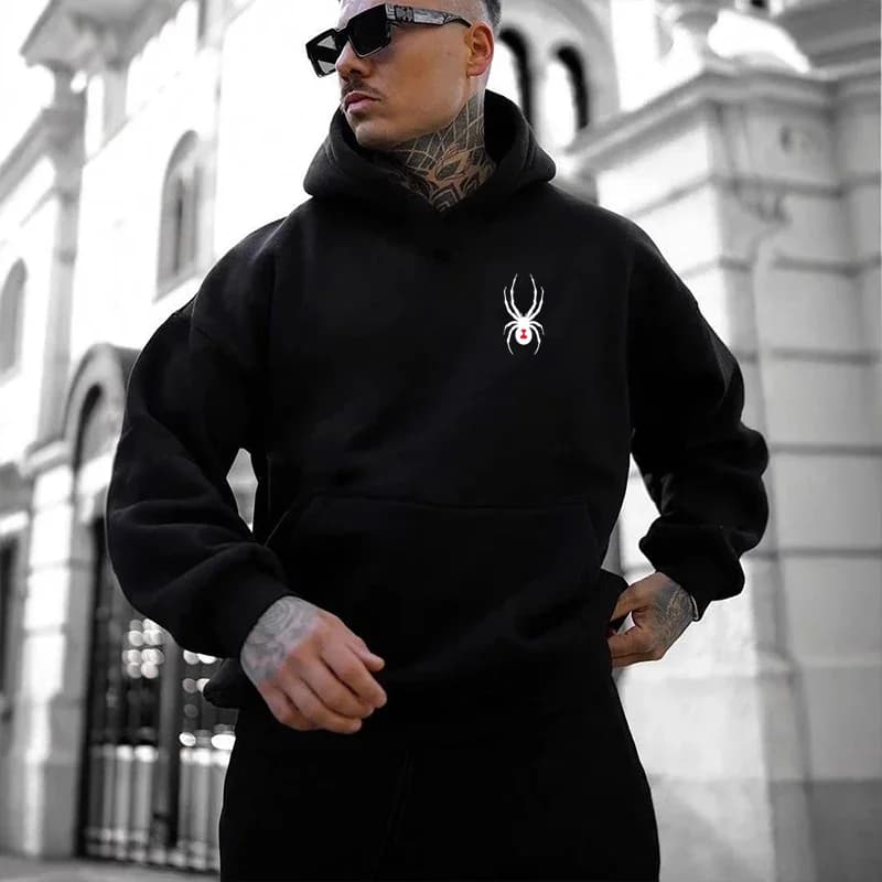 Nuova felpa con cappuccio con stampa ragno autunno e inverno Felpa con cappuccio casual da uomo alla moda Harajuku unisex per sport all'aria aperta da strada