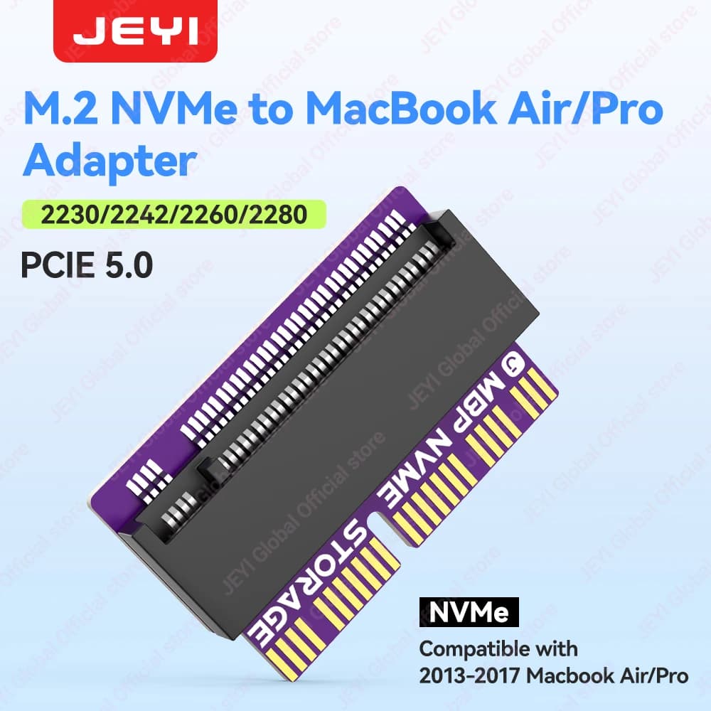 Adattatore Convertitore SSD JEYI PCIE 5.0 M.2 NVME per MacBook, per Aggiornare MacBook Air Pro 2013-2017, Compatibile con A1465 A1466 A1398 A1502
