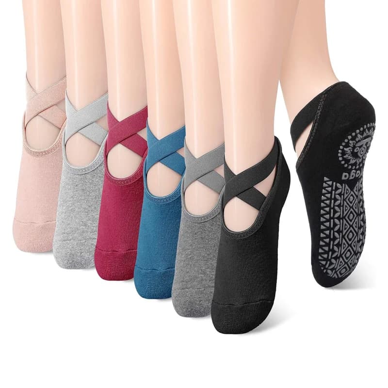 Yoga Socks with Wrap for Women Pilates Ballet Dance Socks Cotton Socks Women's Sports Socks Non-slip Slippers Gym Training Socks