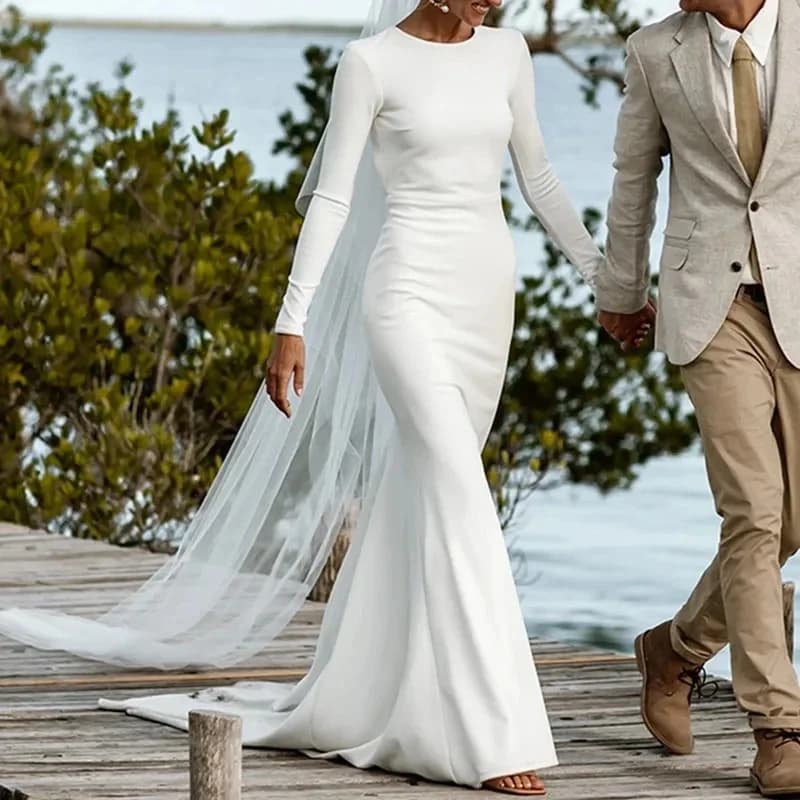 2025 Long Sleeved Siren Style Elegant Wedding Dress for Wedding Dresses Boho Stretched Robe De Mariage Custom