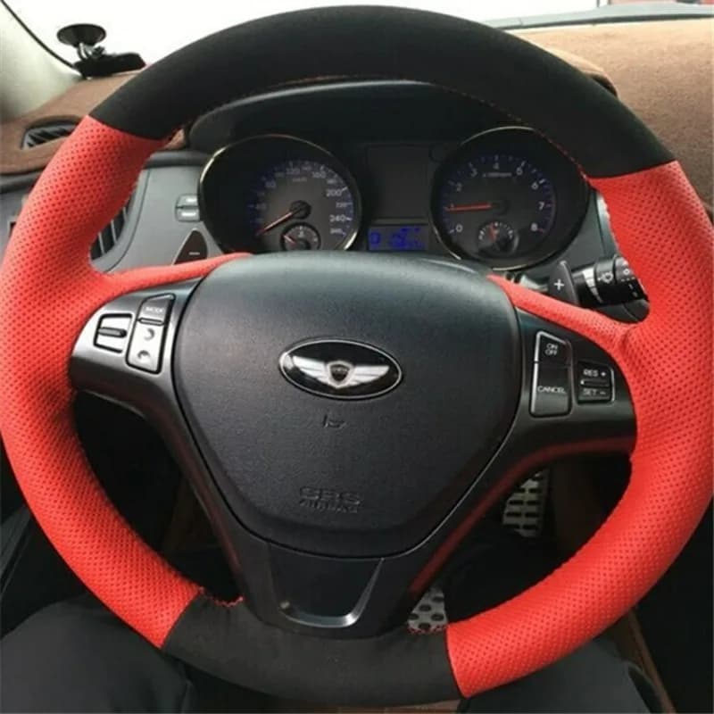 Per Hyundai Genesis Coupe 2D 2010-2016 coprivolante per auto cucito a mano accessorio per volante in pelle scamosciata antiscivolo