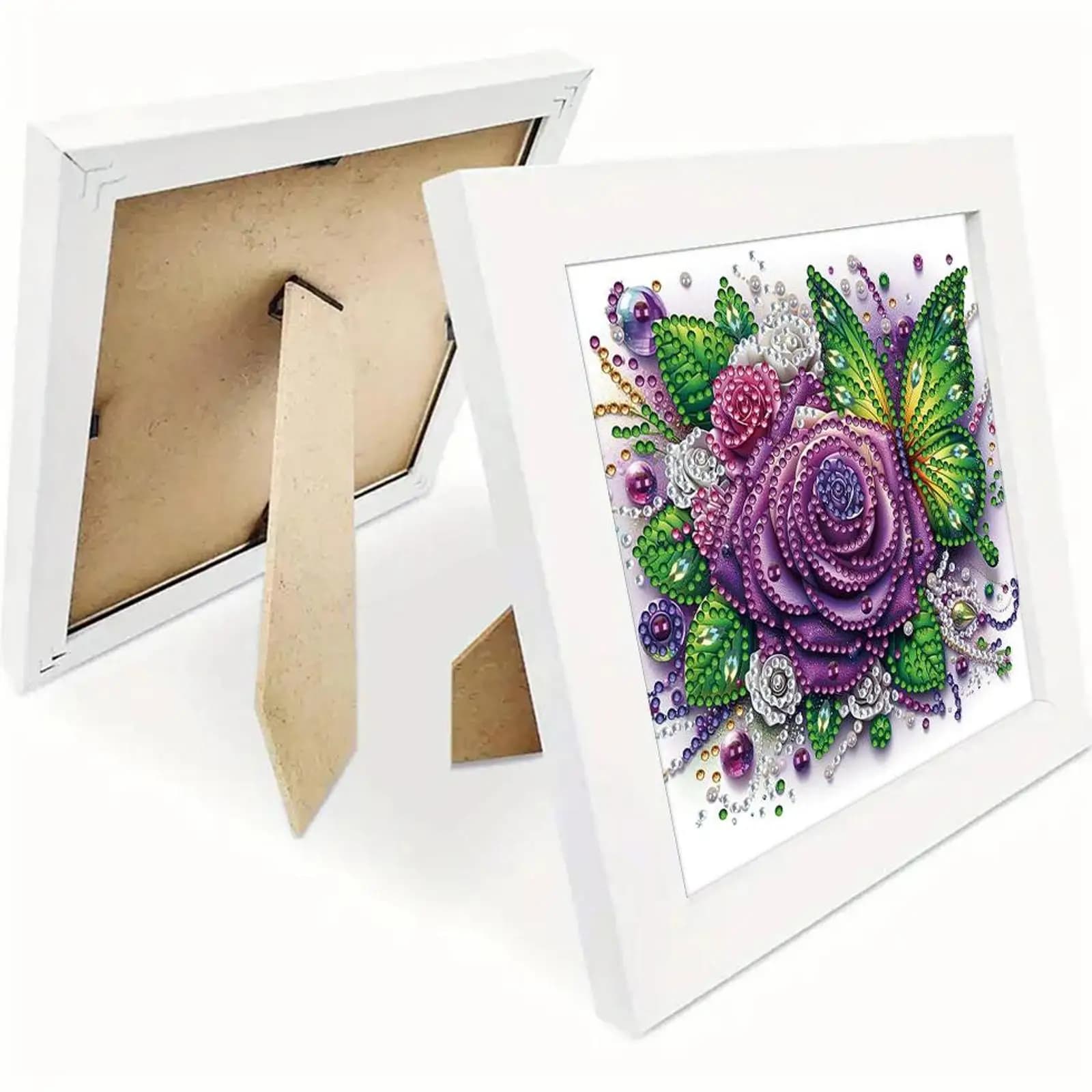 Kit Pittura Diamante Parziale a Forma Speciale Farfalla 18x18cm con Cornice - Fai da Te