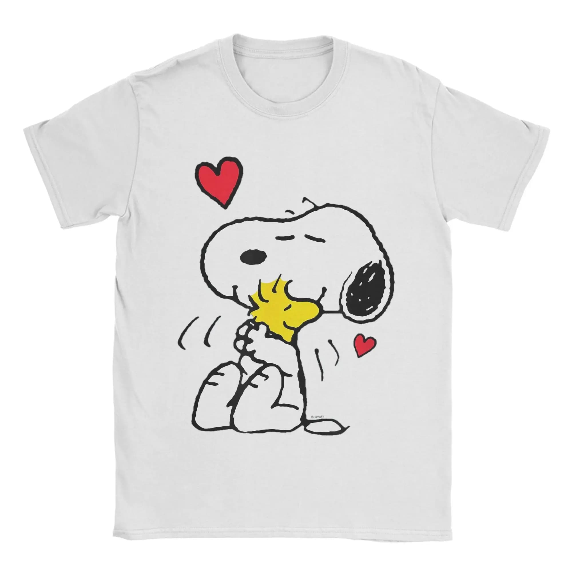 Men's T-shirt Peanuts Valentine Snoopy Woodstock Lots of Love 100% short sleeve cotton T-shirt with round collar
