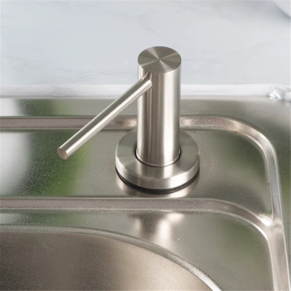 Dispenser di Sapone per Lavello da Cucina con Pompa a Pressione Manuale Integrata, Erogatore di Detersivo Liquido per Lavaggio Piatti in Acciaio Inox Spazzolato