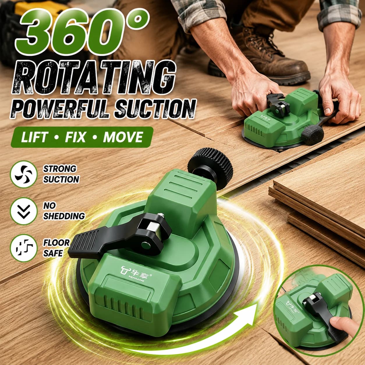 Adjustable Rotatable Flooring Gap Repair Suction Pull Tool Strong Adsorption Floor Install Tool For Plank Positioning Gap Close