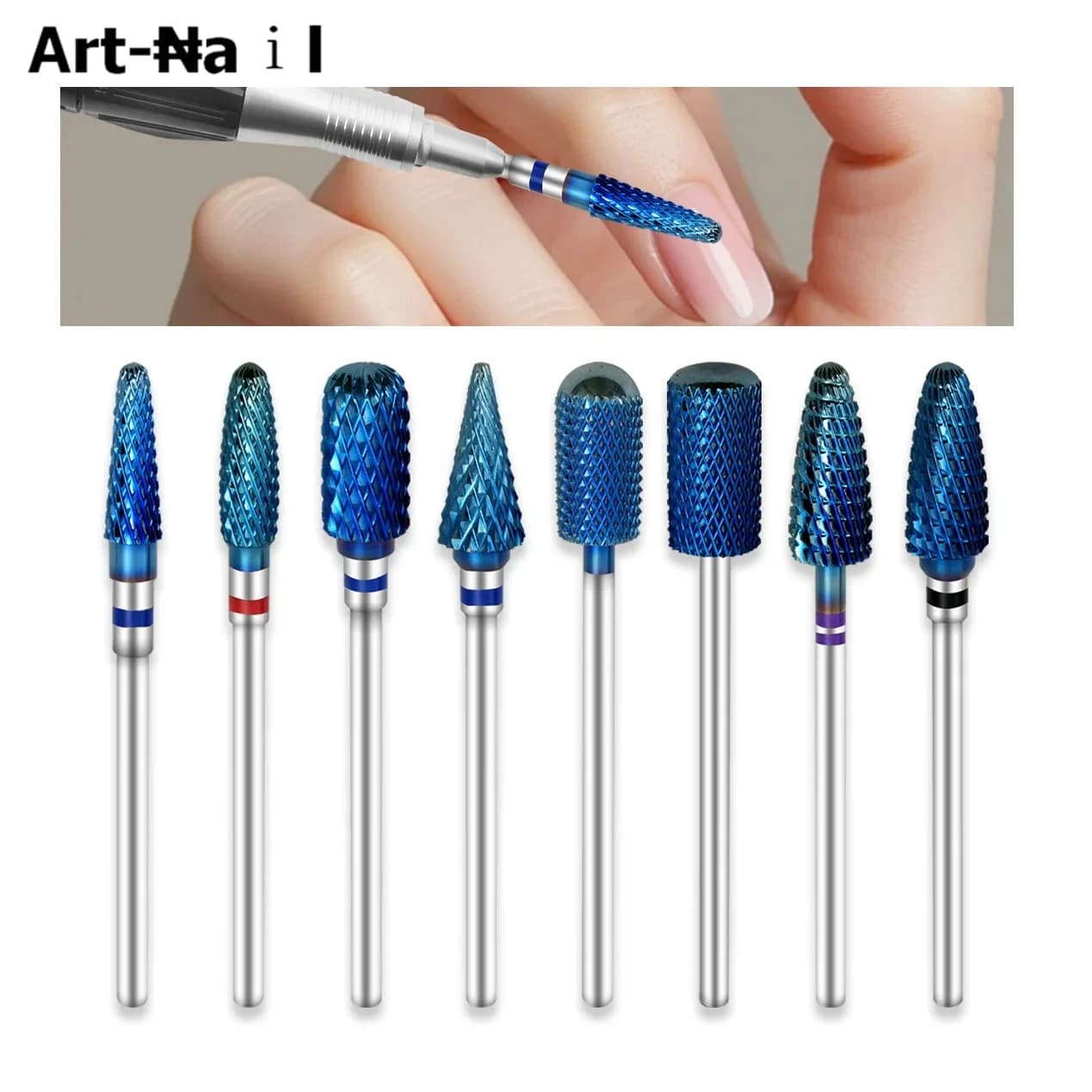 1 pcs color conical Pro tungsten carbide drill tips 3/32 "crazy stem for manicure nail gel removal nail file