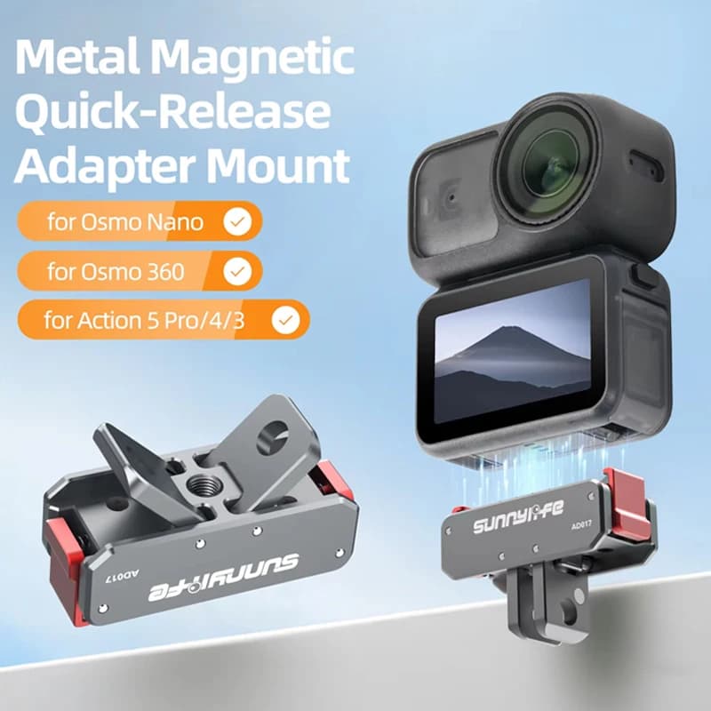 Metal quick release magnetic adapter for DJI Osmo Nano/360/Action 5Pro/4/3 Accessories for bicycle helmet extension with folding mounting