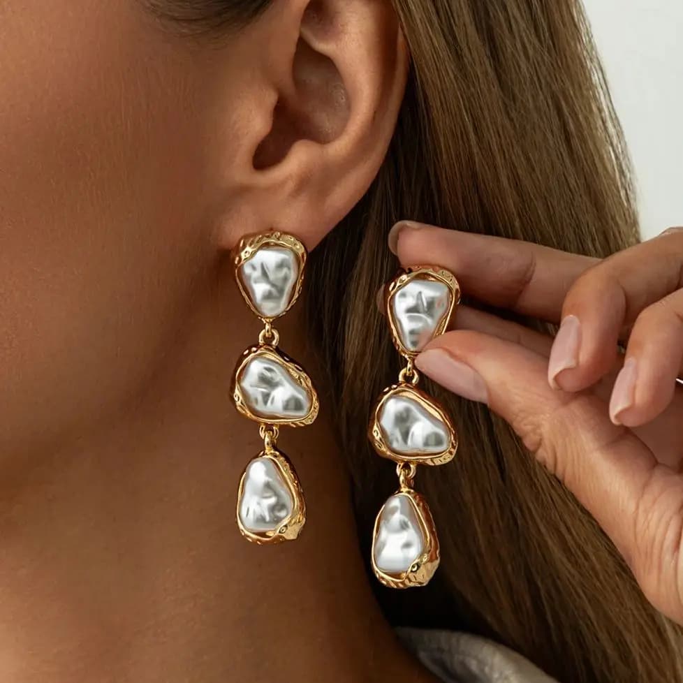 Salircon Vintage Elegante imitazione Perla Waterdrop Nappe Orecchini Donna Fascino Orecchini pendenti geometrici Gioielli Regalo di nozze