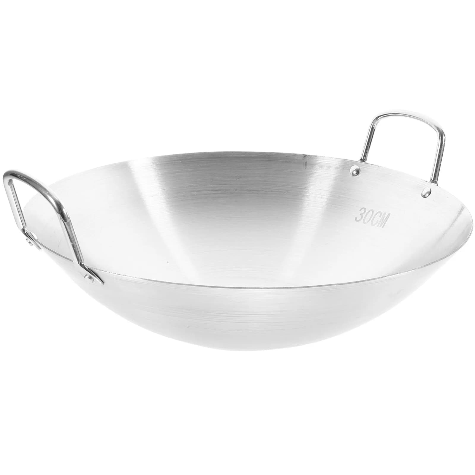 1 Wok piece in stainless steel with double handle, Heat resistant, Easy to clean, Ideal for frying Vegetables and Meat