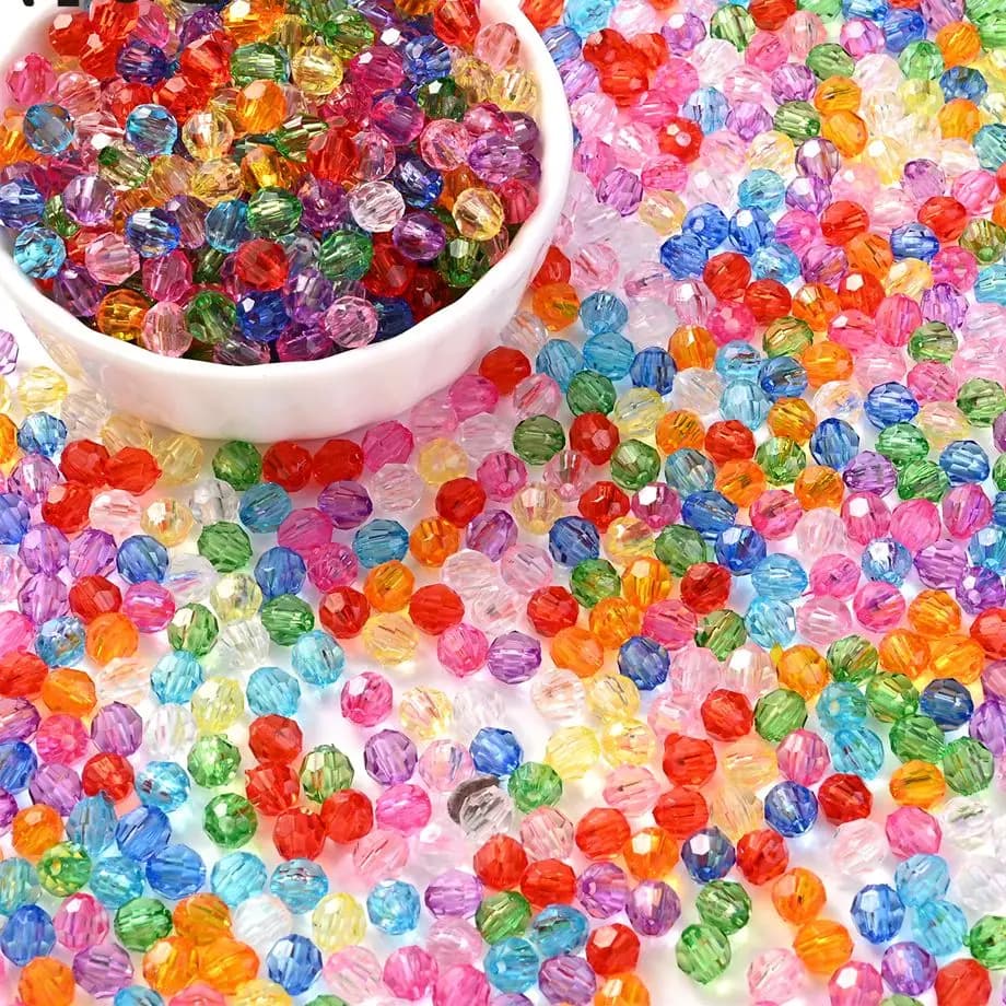 300 pezzi 6mm perline sfaccettate rotonde acriliche perline distanziatrici trasparenti multicolori per la creazione di gioielli collana braccialetto fai da te