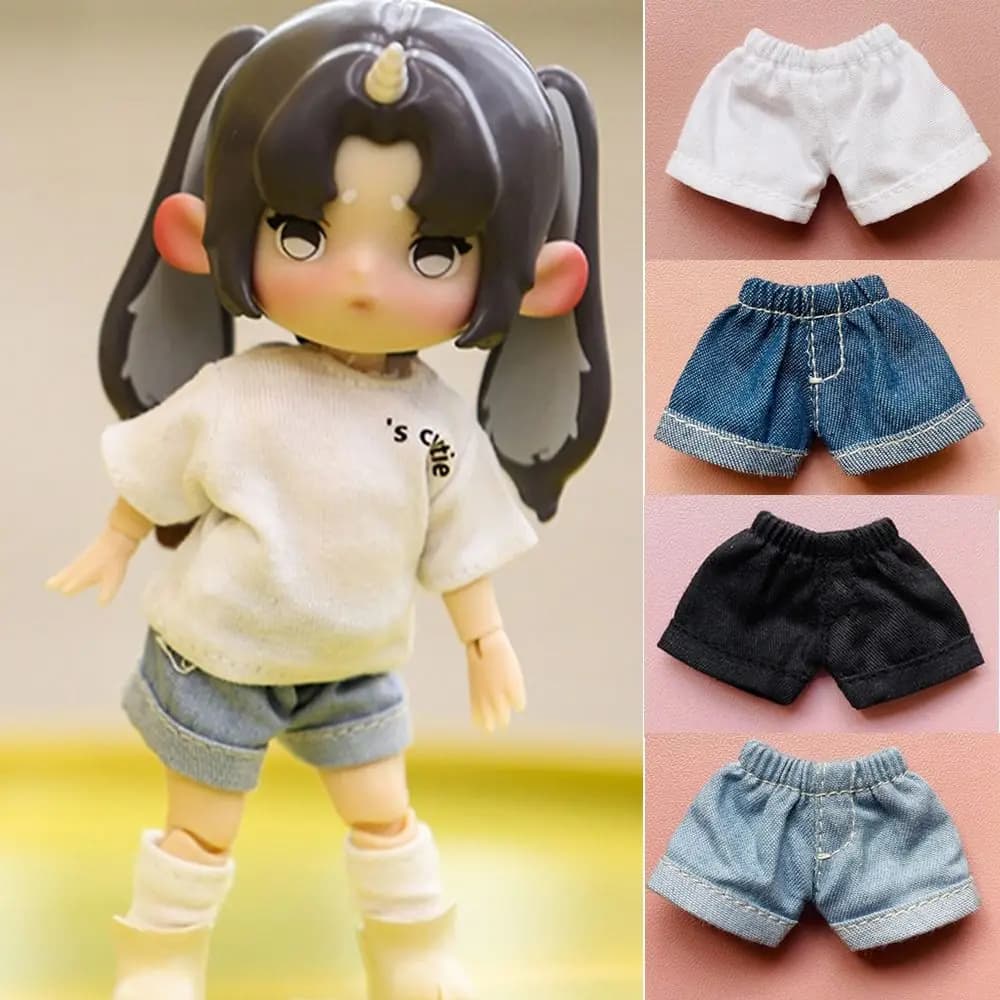 Pantaloncini in jeans per bambole 1/11 OB11, abiti per bambole, pantaloncini fatti a mano per bambole 1/12 BJD, abbigliamento casual, accessori per bambole per bambini