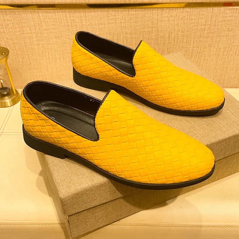 Mocassini Casual Intrecciati da Uomo, Scarpe in Pelle Slip-On, Mocassini Eleganti da Uomo per Affari, Calzature Maschili per Adulti