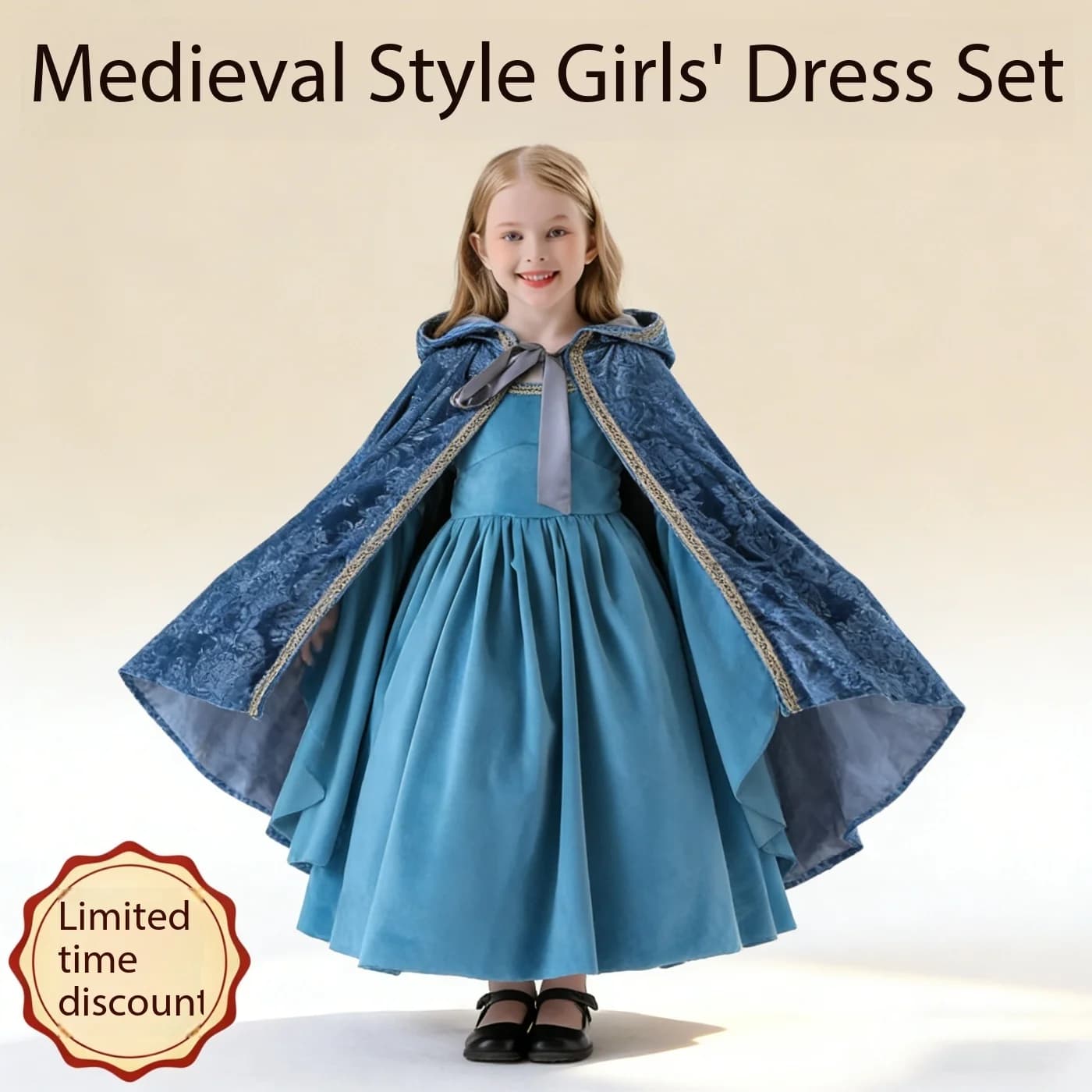 Princess Elfo costume for role-playing games, inspired by The Lord of the Rings, for modern dance, set two pieces with mantle and long blue skirt, for special purposes, China