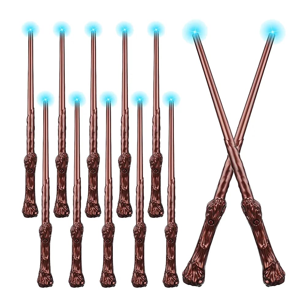 10 pezzi illuminano bacchette da mago suono illuminante bacchetta giocattolo bacchetta da strega per regali per bambini Costume da festa Cosplay (marrone)