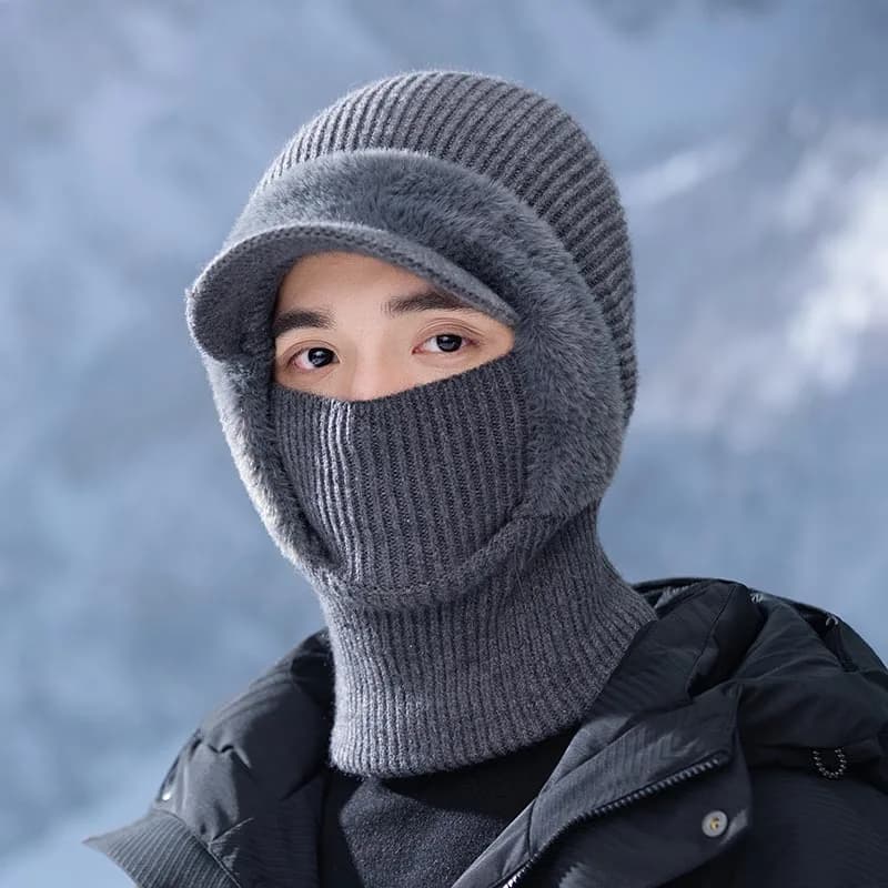Cappelli da ciclismo invernali lavorati a maglia - Protezione per le orecchie calda ispessita antivento con colletto Berretto foderato in velluto per uomo e donna Unisex Nuovo