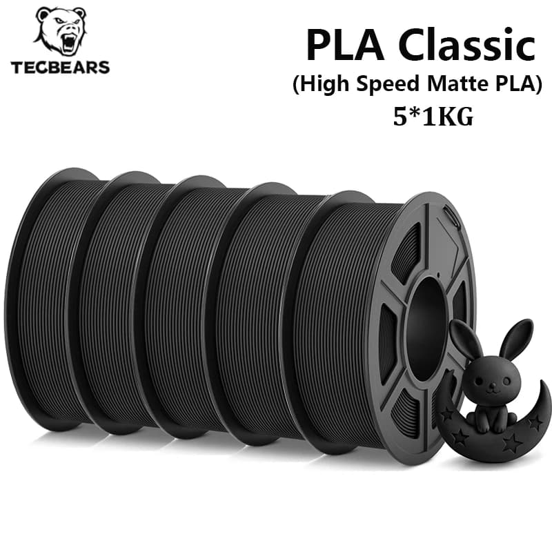 High Speed TECBEARS PLA Filament for 3D Printer, 1.75mm, 5 5 5KG Rolls, Precise Wrap, High Strength, Compatible with Most FDM Printers
