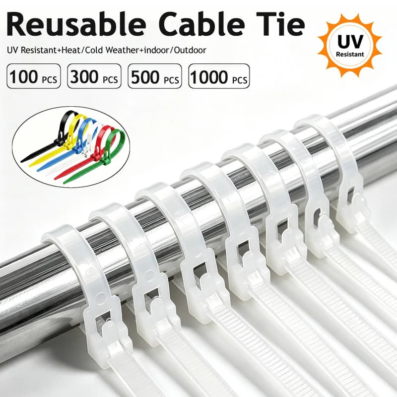 NEW 50/100/300/1000PCS Mixed Colours Black Nylon Ties Reusable Removable Recyclable Cable Lock Loop Cable Ties