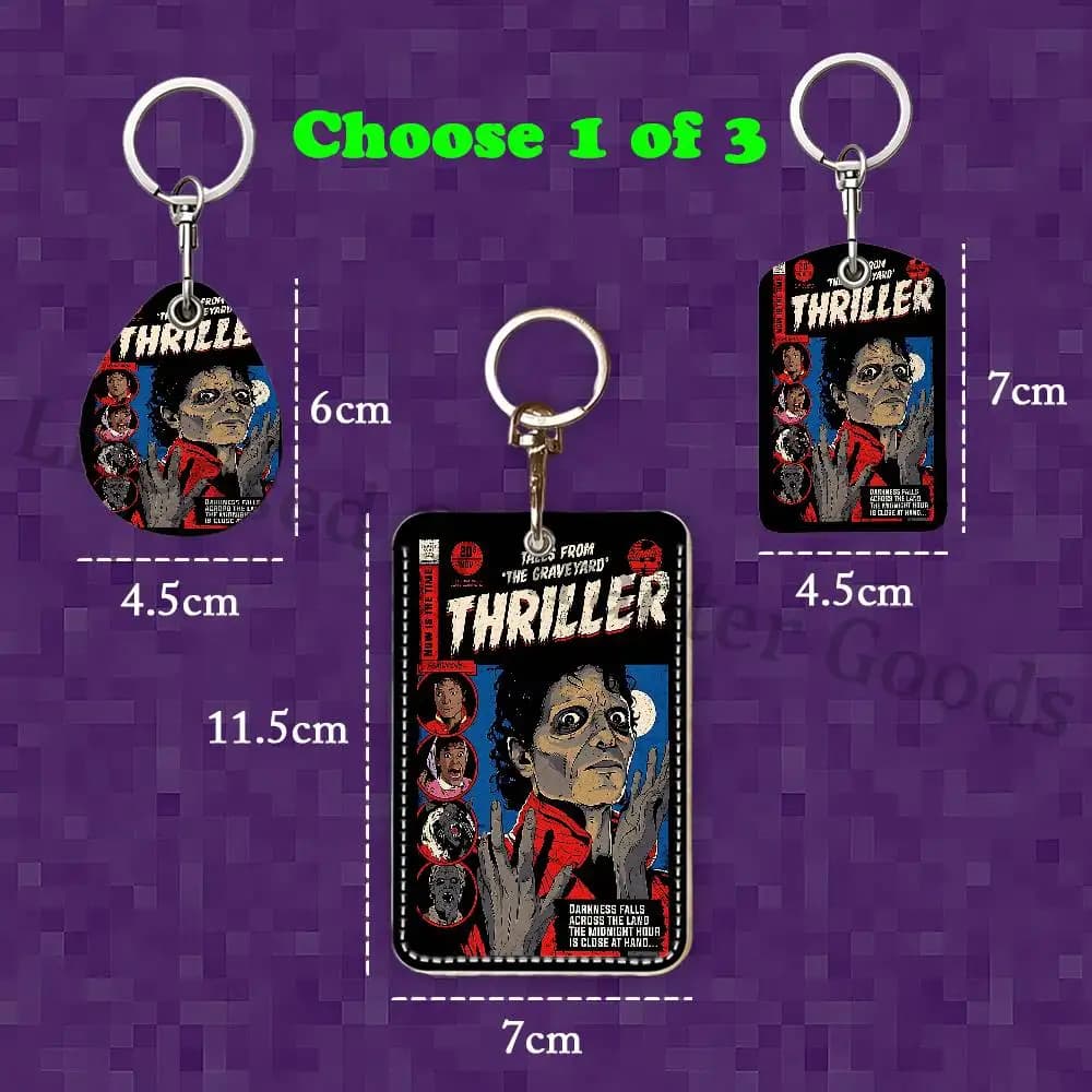 Leather Keychain Badge Holder with Lanyard - ID/Access Card Holder, Key Ring Accessory For Credit M-MichaelES Comics J-JacksonES