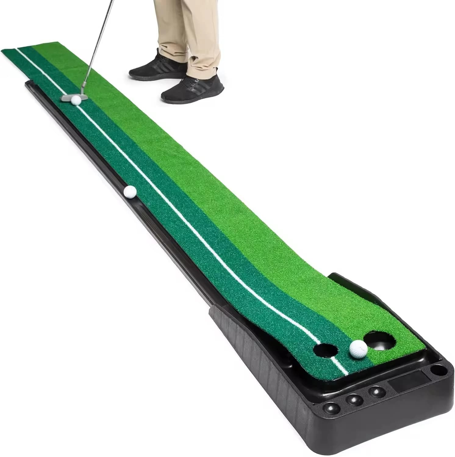 Golf Putting Green Mat With Auto Ball Return System 2 Holes Golf Game Practice Equipment And Gifts