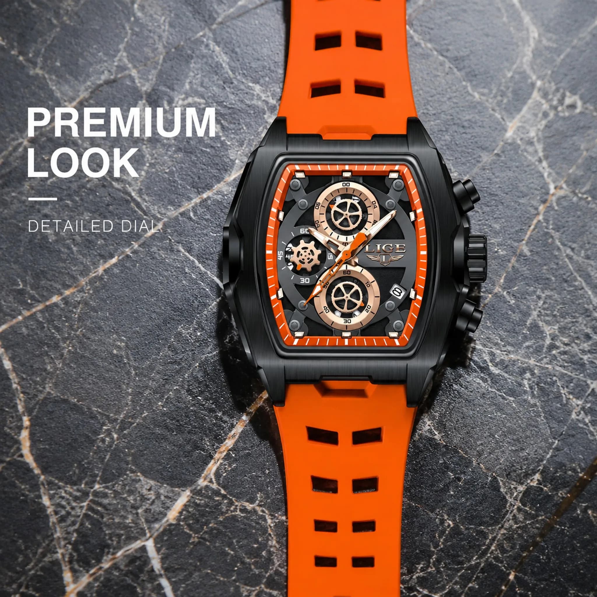 LIGE 2026 New Fashion Designer Rectangle Dial Quartz Watch For Men Casual Leather Strap Luxury Business Wristwatch Relogio Mascu