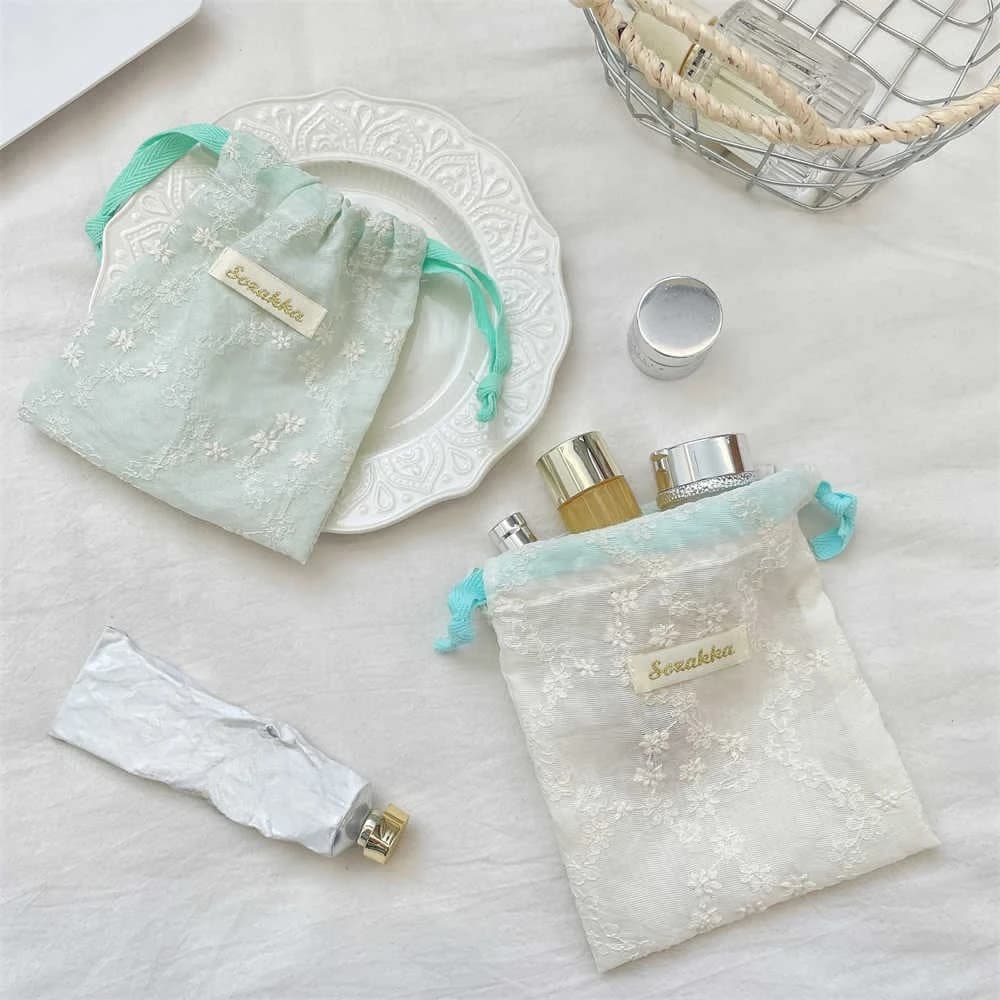 Portable Makeup Travel Organizer Multi-Function Storage Bag Jewelry Dust Bag New Cute Drawstring Bag Cute Floral Cosmetic Pouch