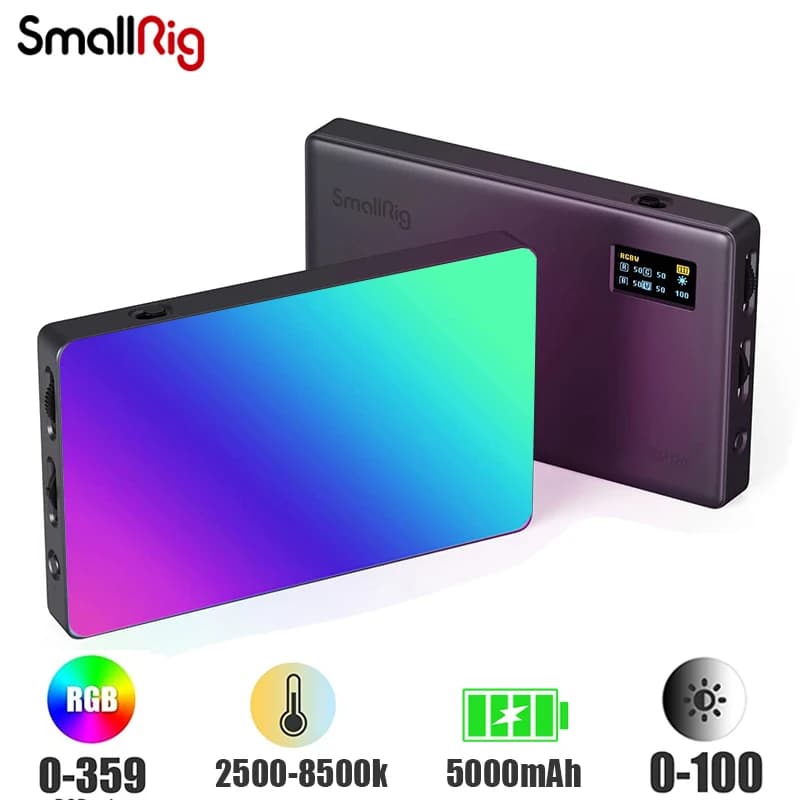 SmallRig RM120 RGB Luce video a LED 5000mAh Luce per fotocamera 2500K-8500K Luce fotografica da studio Luce di riempimento portatile per la fotografia