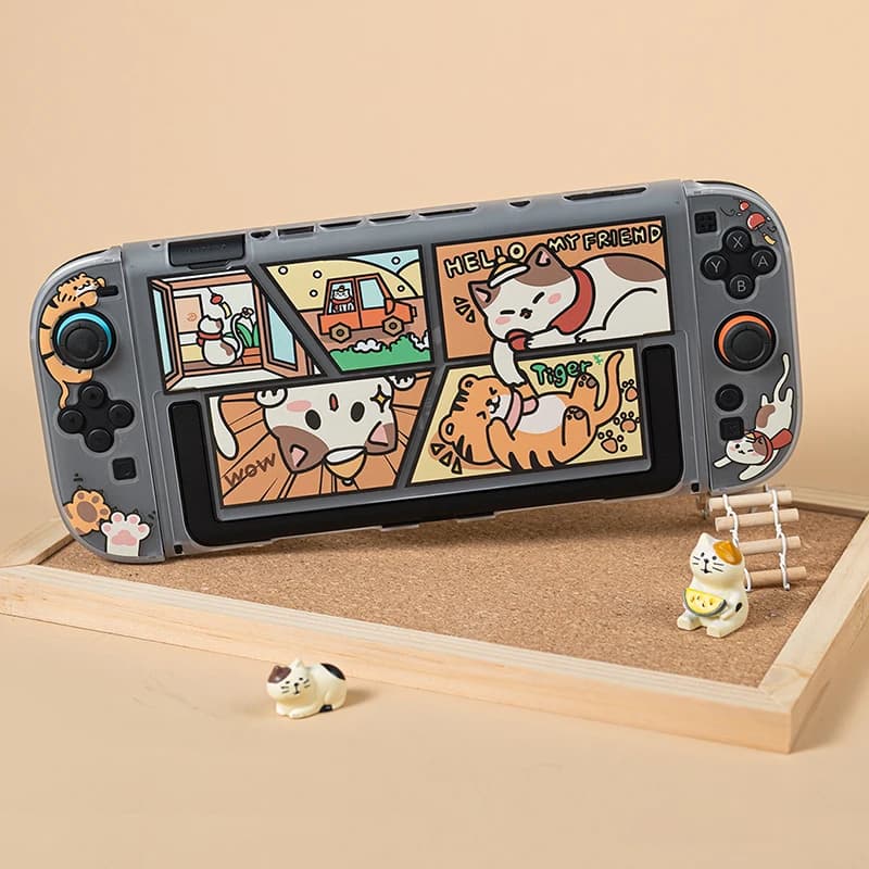 Custodia protettiva per Switch2 Cover per console Custodia rigida in pelle di gatto tigre carino per accessori di gioco per stazione dock di ricarica Switch2
