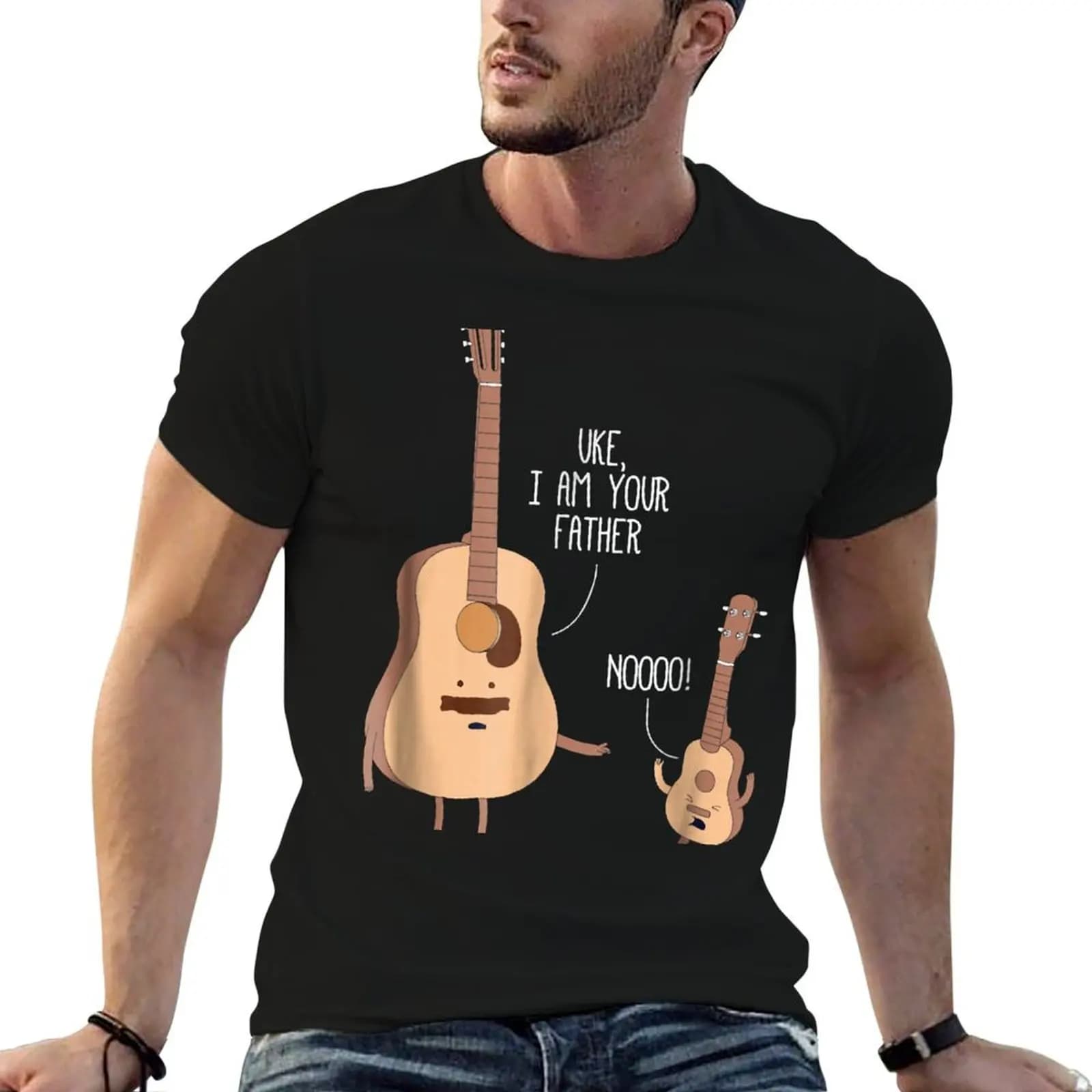 T-shirt Uke I Am Your Father, T-shirt Ukulele Guit, t-shirt in cotone da uomo, t-shirt slim fit in cotone 100%