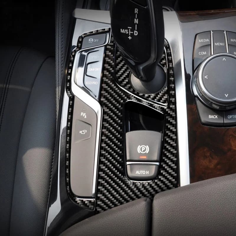For BMW Series 5 6GT G30 G32 G38 LHD car styling in carbon fiber central console switch panel adhesive cover decorative accessories