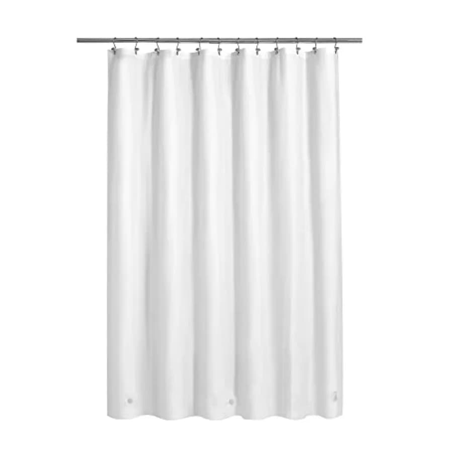 White Shower Curtain Liner - Premium PEVA, BPA and PVC Free, No Chemical Smell, Lightweight Shower Curtain with 3 Magnets, Meta