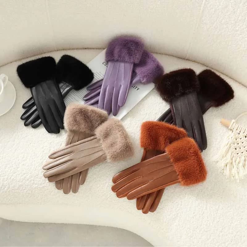 Women's Women's Winter Gloves in PU Leather with Soft Pelliccia Synthetic, Elegant and Fashionable, Warm, Touch Screen, for Guide and Cycling