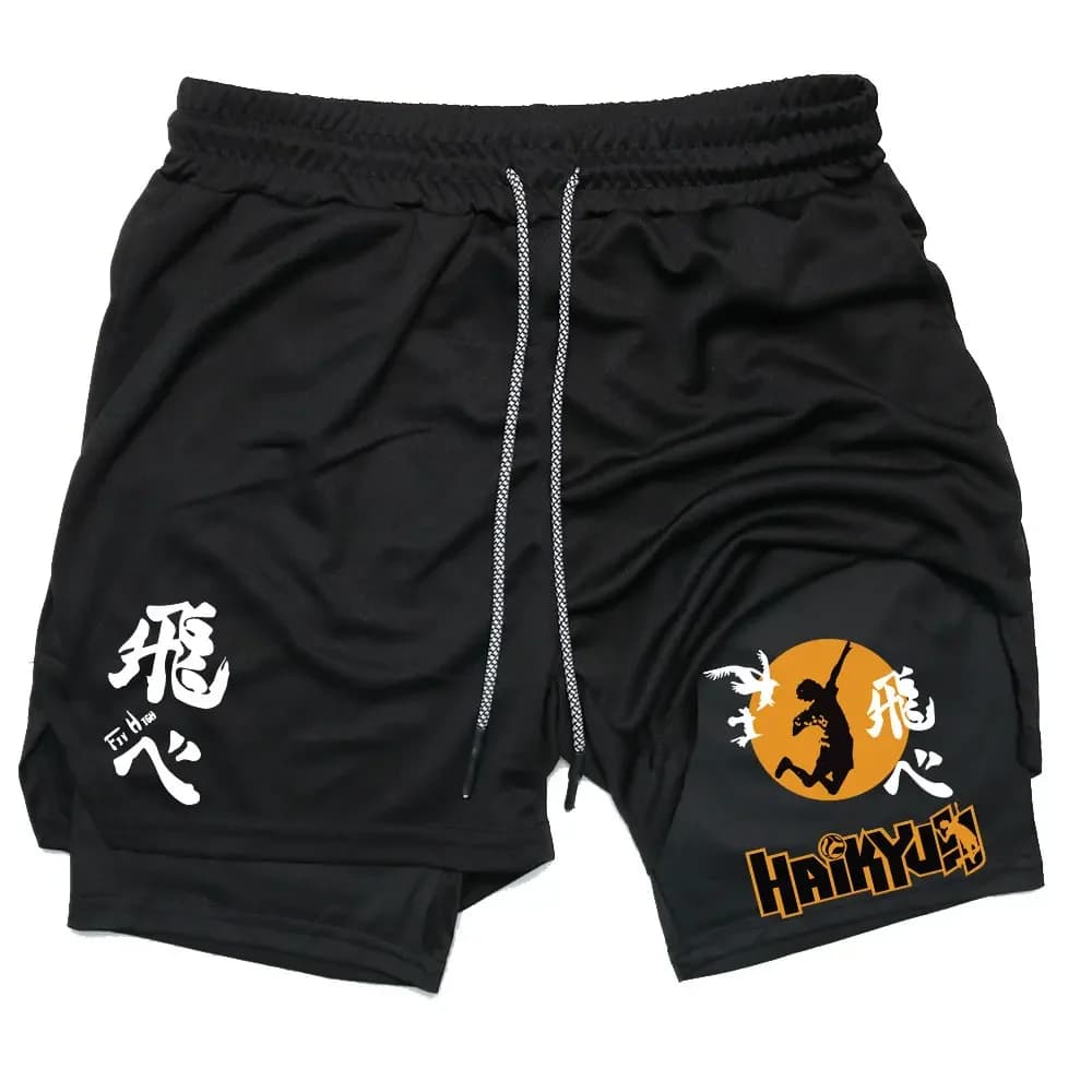 Volleyball shorts Anime high-performance fitness shorts with quick drying gym shorts for bodybuilding by men sports training M-3XL