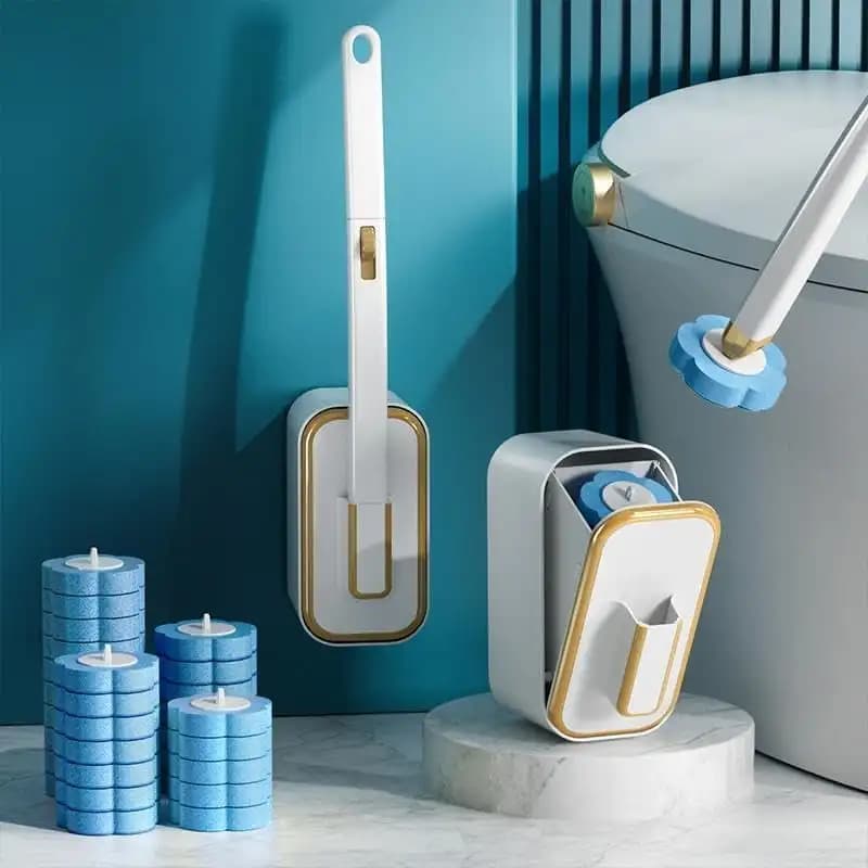 Set di Spazzole per WC Usa e Getta con Testine Sostituibili, Manico Lungo, Spazzola Automatica per la Pulizia del Coperchio, Kit per l'Igiene del Bagno