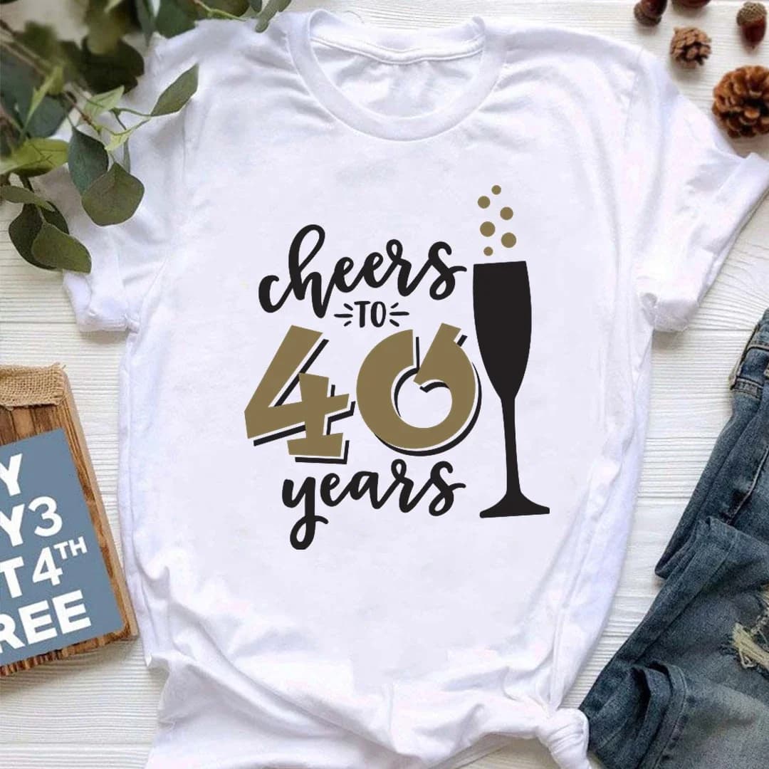 Magliette per celebrare i compleanni di 20, 30, 40, 50, 60, 70, 80 e 90 anni: magliette con stampe di bicchieri di vino, magliette da donna, top.