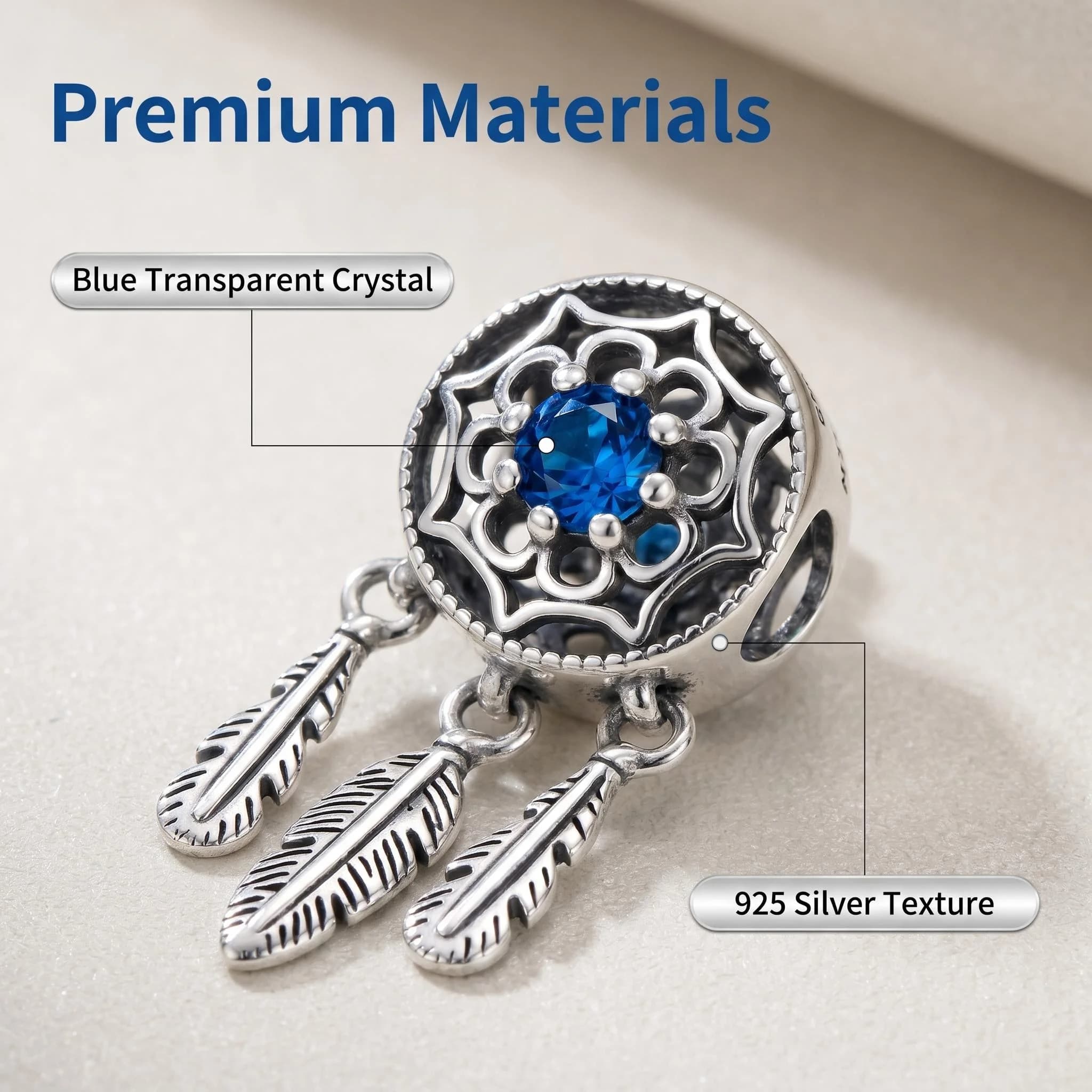 2026 New 925 Sterling Silver Original Pendant Original Blue Zircon Dreamcatcher Bead DIY Charms Bracelet Accessories Surprise