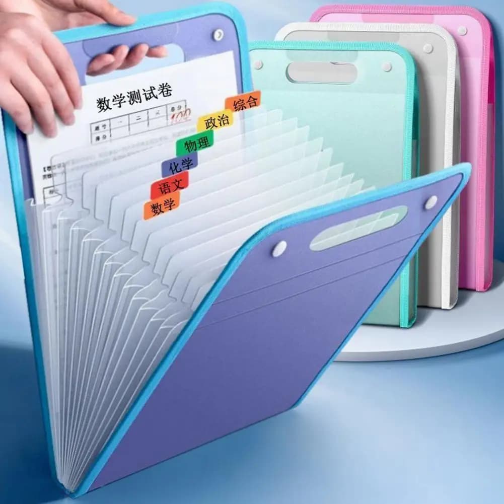 2 tasche per organizer per file in fisarmonica, organizer per ricevute di documenti portatili, cartelle espandibili per file A4, forniture per ufficio scolastico
